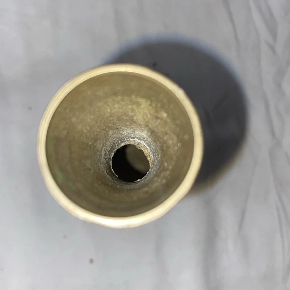 Vintage Brass Etched Vase  India Floral Art Deco 6 Inches